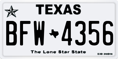TX license plate BFW4356