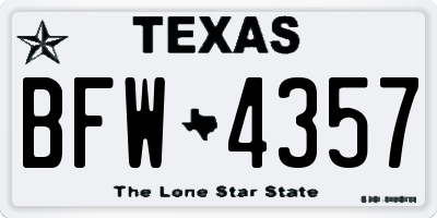 TX license plate BFW4357