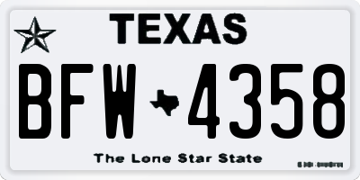 TX license plate BFW4358