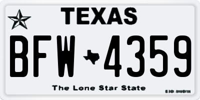 TX license plate BFW4359