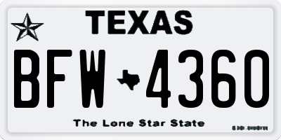 TX license plate BFW4360