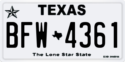 TX license plate BFW4361