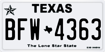 TX license plate BFW4363