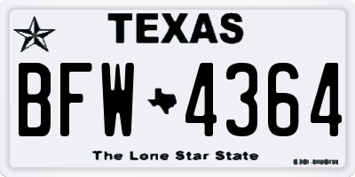 TX license plate BFW4364