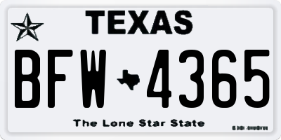 TX license plate BFW4365