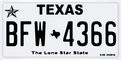 TX license plate BFW4366