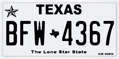 TX license plate BFW4367