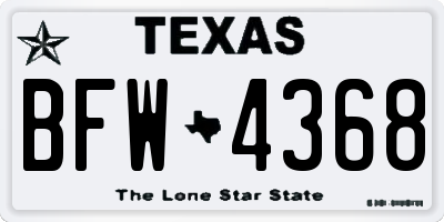 TX license plate BFW4368