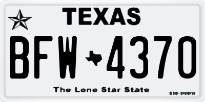 TX license plate BFW4370