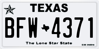 TX license plate BFW4371