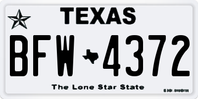 TX license plate BFW4372