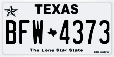 TX license plate BFW4373