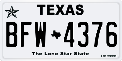 TX license plate BFW4376
