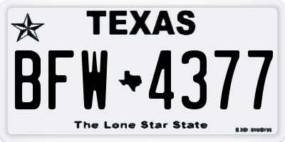 TX license plate BFW4377