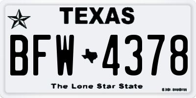 TX license plate BFW4378