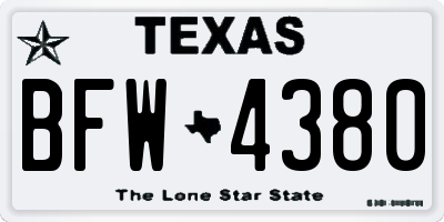 TX license plate BFW4380