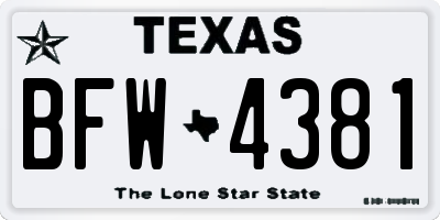 TX license plate BFW4381