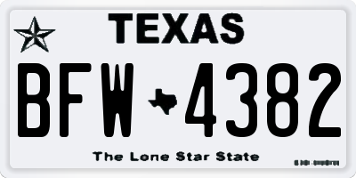 TX license plate BFW4382