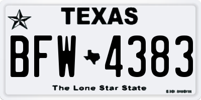 TX license plate BFW4383