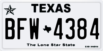 TX license plate BFW4384