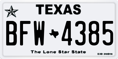 TX license plate BFW4385