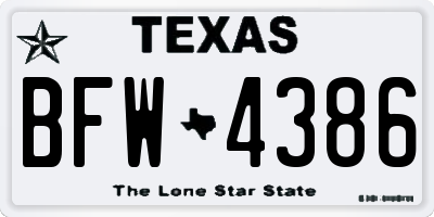 TX license plate BFW4386