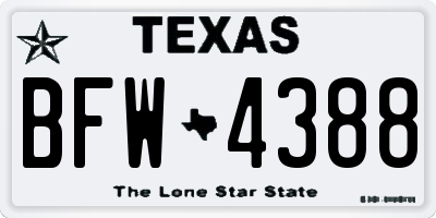 TX license plate BFW4388