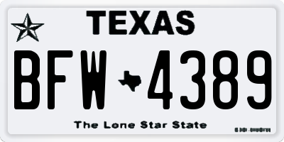 TX license plate BFW4389
