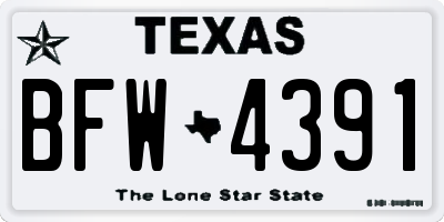 TX license plate BFW4391