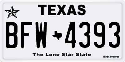 TX license plate BFW4393