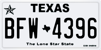 TX license plate BFW4396