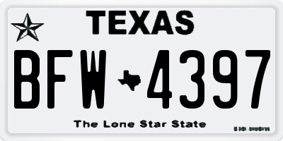 TX license plate BFW4397