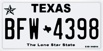 TX license plate BFW4398