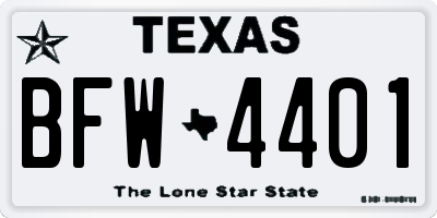 TX license plate BFW4401