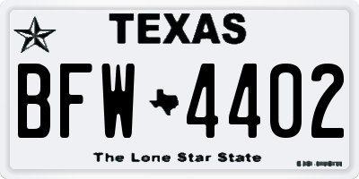 TX license plate BFW4402