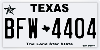 TX license plate BFW4404