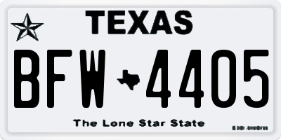TX license plate BFW4405