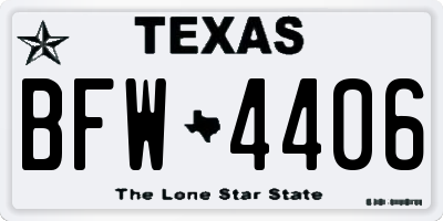 TX license plate BFW4406
