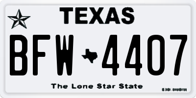 TX license plate BFW4407