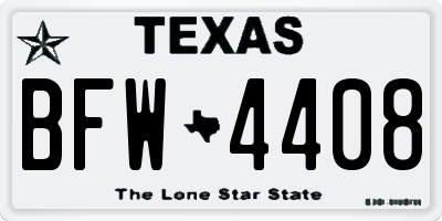 TX license plate BFW4408