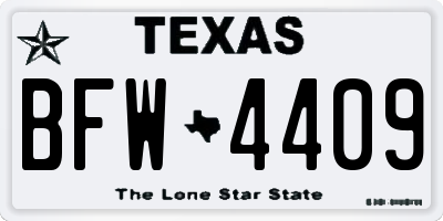 TX license plate BFW4409