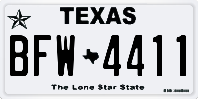 TX license plate BFW4411