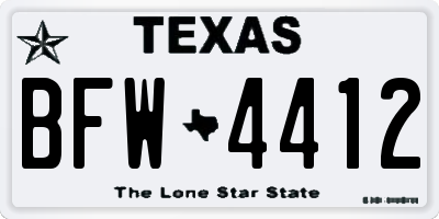TX license plate BFW4412