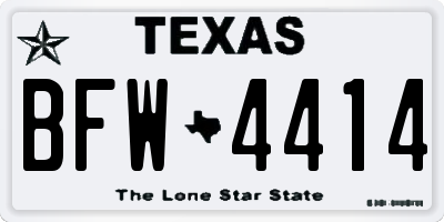 TX license plate BFW4414