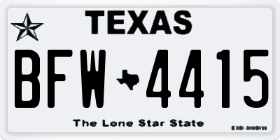 TX license plate BFW4415