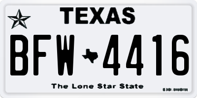 TX license plate BFW4416