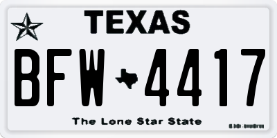 TX license plate BFW4417