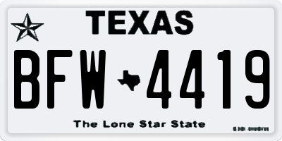 TX license plate BFW4419