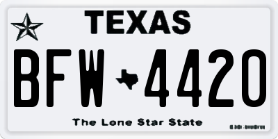 TX license plate BFW4420