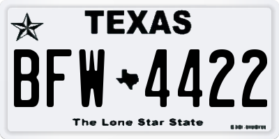 TX license plate BFW4422